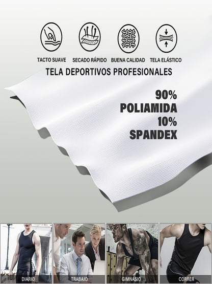 5-Pack Men'S Compression Shirts - Tummy Control Waist Trainer Vest, Sleeveless Body Shaper with Neoprene Filler, Medium Stretch Athletic Base Layer for Workout & Casual Wear, Ruched Design for Enhanced Support, All-Season Slimming Shapewear, Waist Trainer
