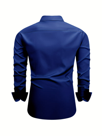 2pcs Set Of Men'S Plus-size Long-sleeve Shirts, 2XL To 6XL Size Shirts For Chubby Men, Versatile Plus-size Shirts For Daily Commuting, Summer Cool Shirts, Easy-care Wrinkle-resistant Plus-size Business Shirts, Gifts For Family