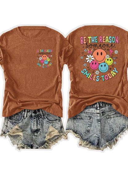 Women'S Casual Sports T-Shirt | Fun smiling Face Design, Lightweight & Breathable Fabric, Perfect For Beach And Park Outings - A Versatile And Trendy Addition To Your Wardrobe For Endless Joyful Adventures