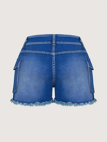 Women'S Work Shorts for Spring And Summer, New Retro Style with Large Pockets, Elastic And Slim-Fitting, High-Waisted Straight-Leg Casual Hot Pants