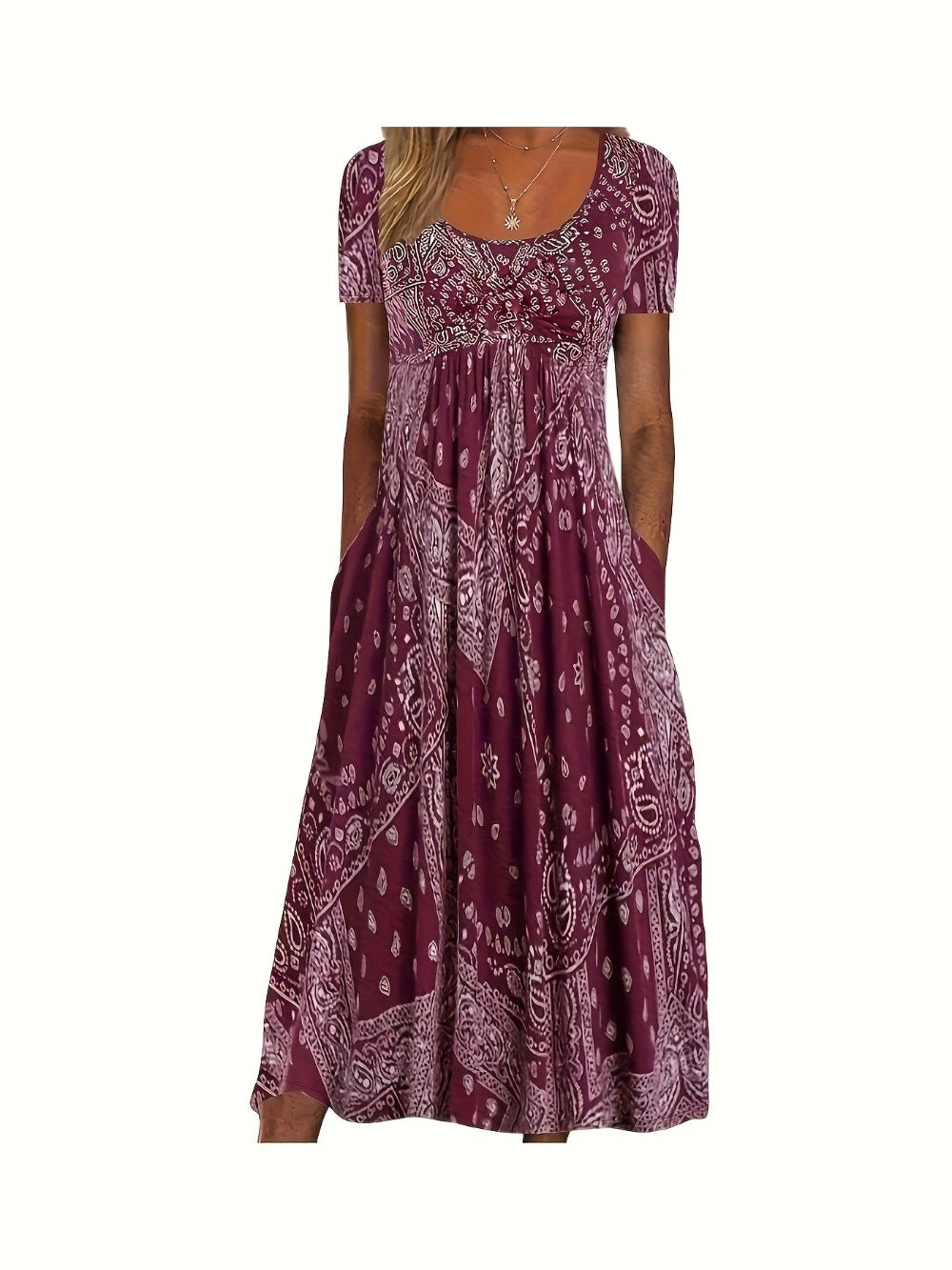 Women's Floral Maxi Vacation Dress - Pocket Resort Style