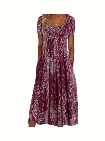 Women's Floral Maxi Vacation Dress - Pocket Resort Style