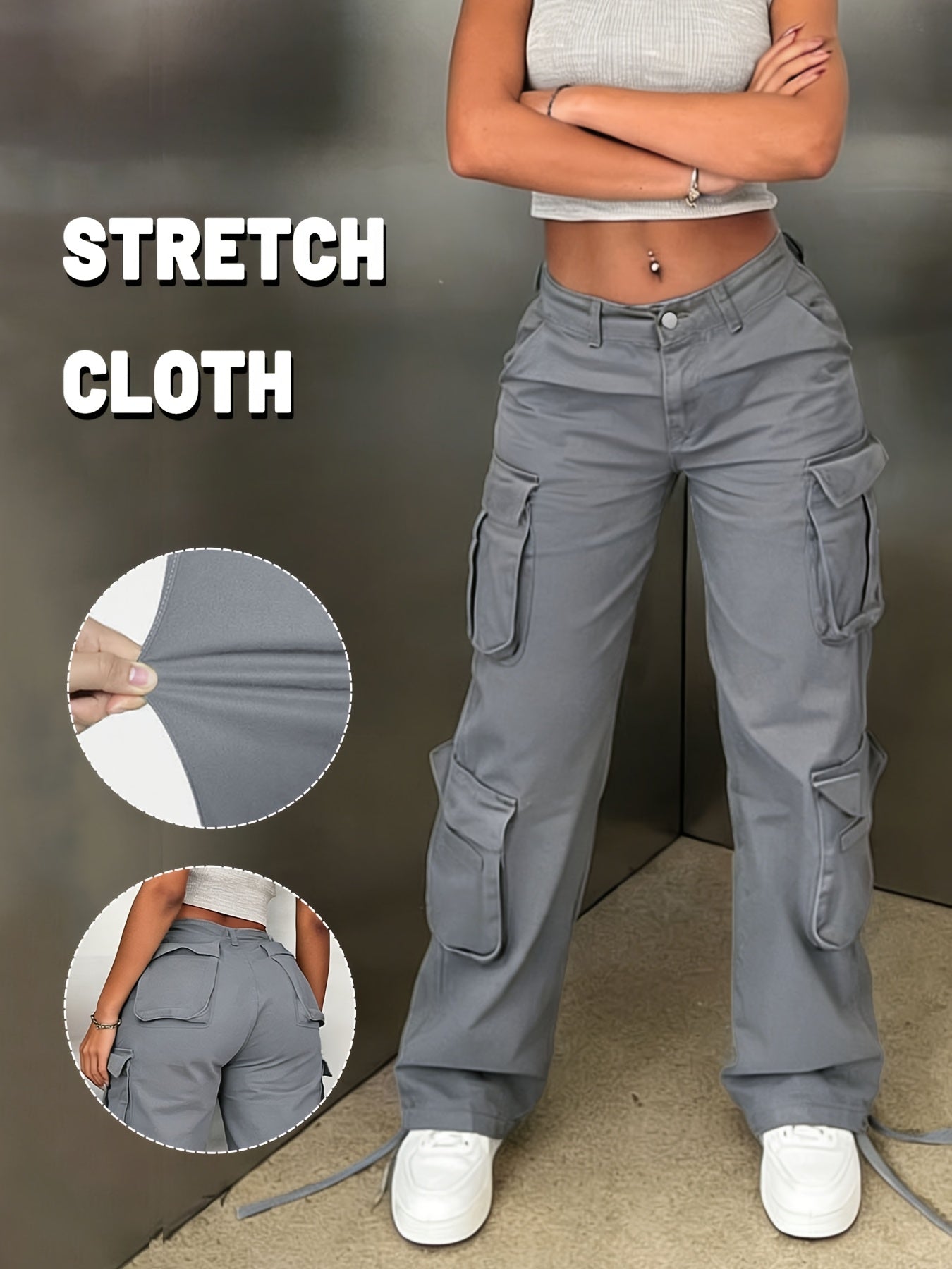 Y2K Style Retro Wash Water Era Feel Women's Work Pants, Basic Multi-functional Pockets Are Very Suitable for Street Travel.