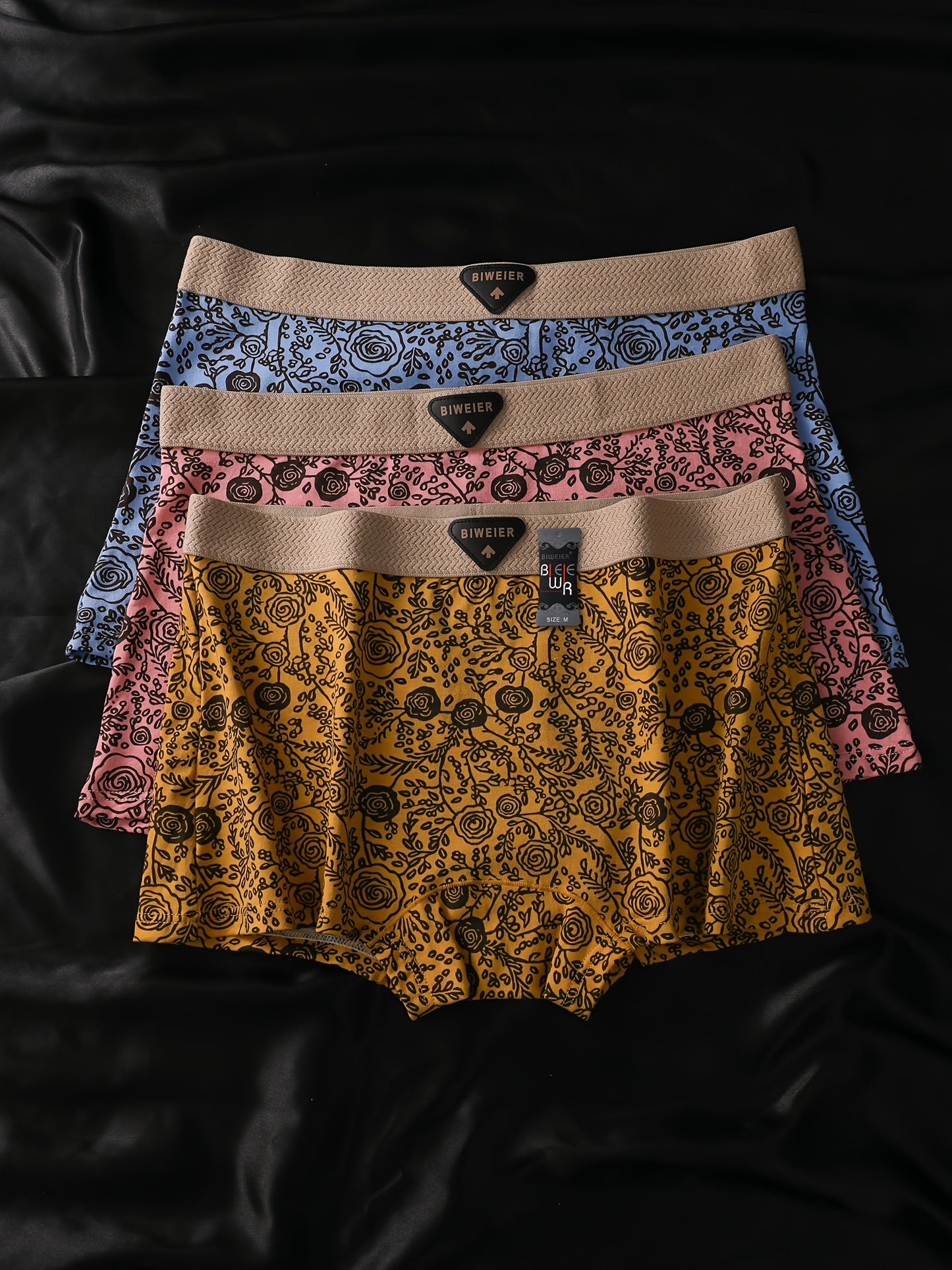 3pcs BIWEIER Women'S Retro Printed Couple Briefs, High-End And Light Luxury, Soft And Comfortable, Fashionable Underwear, Suitable for Women'S Casual Sports, Valentine'S Day Gift