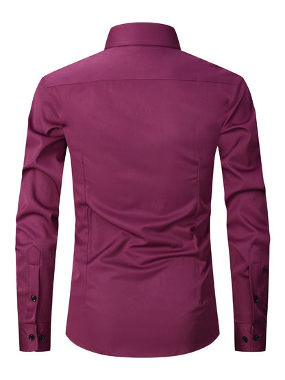 Men's Solid Color Dress Shirt - Classic Neck Short Sleeve 528165