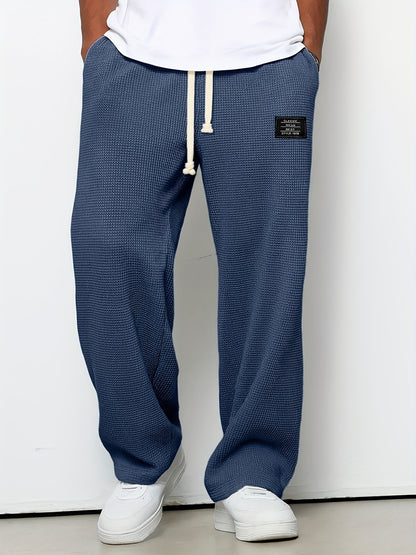 Men's Loose-Fit Wide-Leg & Straight-Leg Sweatpants - Elastic Straight-Leg Trousers with Wide Base, Adjustable Waist, Solid Color Casual Pants Suitable for Spring/Autumn, Machine Washable for Gym,, Casual Attire