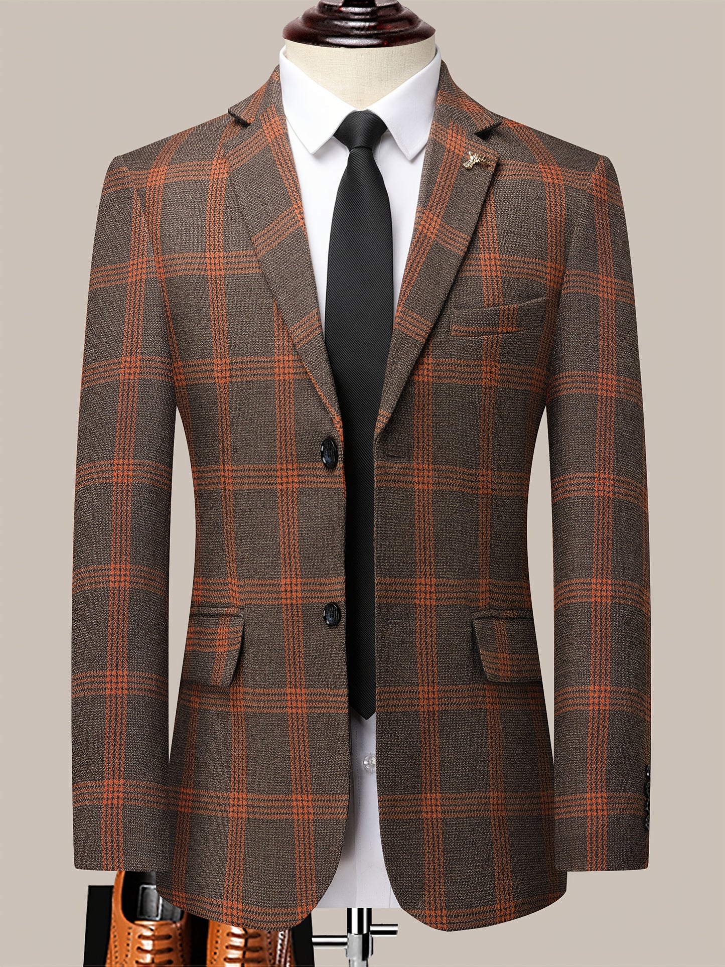 The Latest Men's Plaid Suit Two-piece Four-season Men's Size Slim-fit Two-piece Wedding Banquet Dress Business Casual