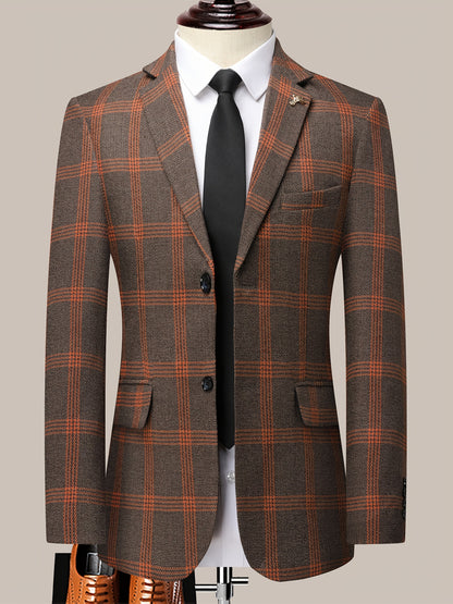 The Latest Men's Plaid Suit Two-piece Four-season Men's Size Slim-fit Two-piece Wedding Banquet Dress Business Casual