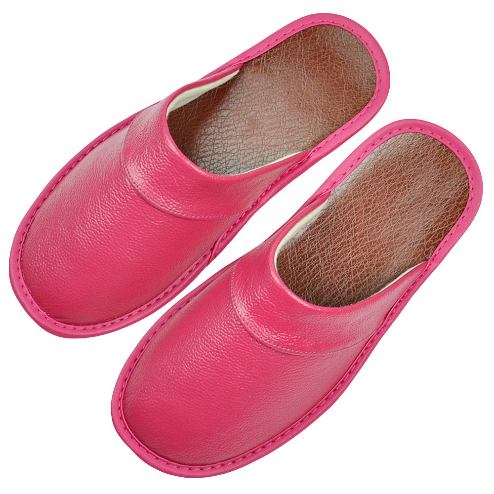 Wide Width Genuine Leather Slippers Oversized Non-slip Genuine Leather Slippers Winter Spring Autumn Summer Indoor Slipper for Men Women| Casual Single Slides Shoes