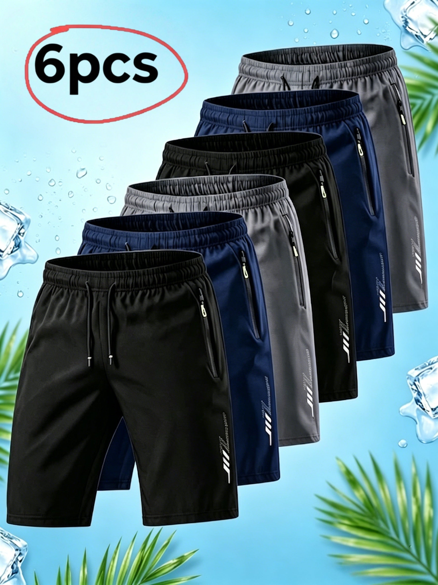 Men's 6pc Mixed Color Polyester Shorts - product view 2