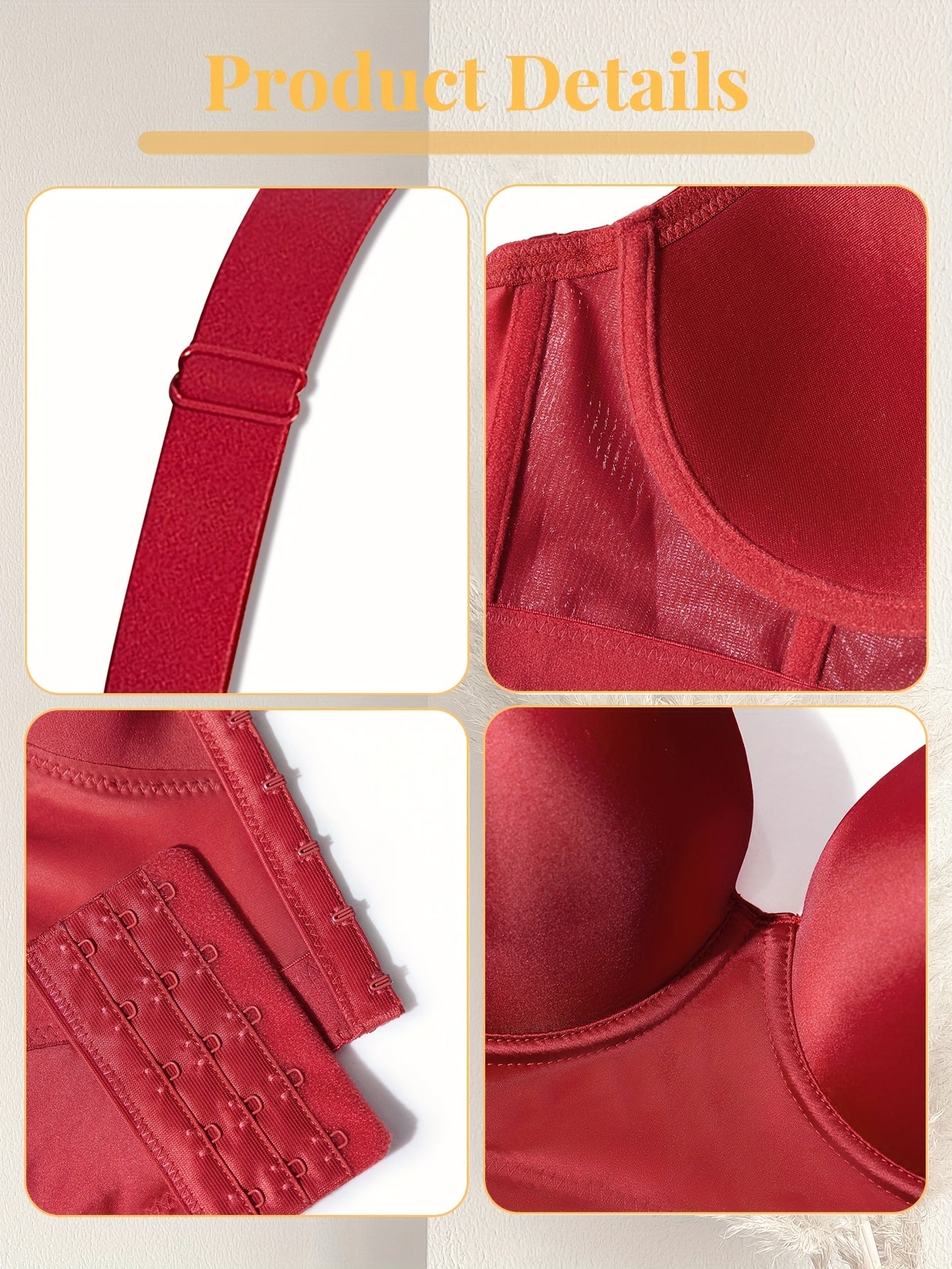 Glossy Solid Color Bra for Women, Push-Up Style, Features Wide Shoulder Straps, Comfortable And Versatile