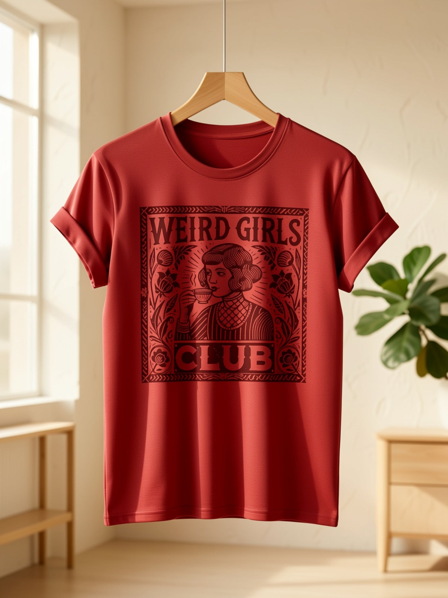 Large size Weird Club Graphic Print T-Shirt, Short Sleeve Crew Neck Casual Top for Summer and Spring, Women's Clothing, Birthday Gift, Friend Gift, Sister Gift