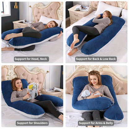 Chilling Home Pregnancy Pillows - U Shaped Maternity Pillow For Pregnant Women With Velvet Removable Cover, Easy To Clean - 47 Inch Pregnancy Pillows For Sleeping - Body Pillows For Adults Full Support, Fully Enclosed, Multiple Usage Methods