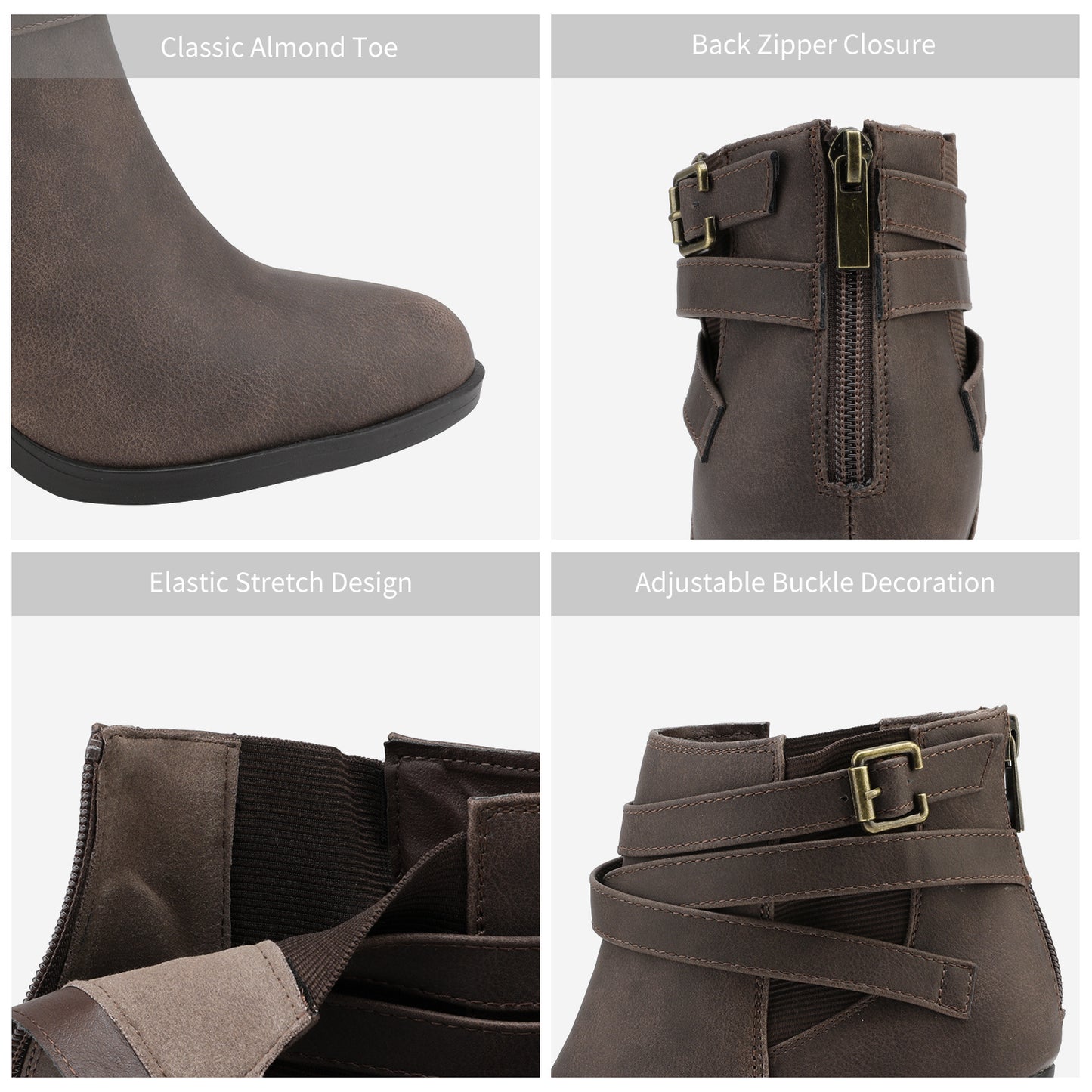 Women's Chunky High Heel Ankle Boots, Close Toe Fall Heeled Booties Shoes