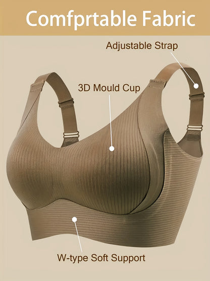 Set of 2 Women'S Wireless Bras - Soft, Sleek Design, Complete Coverage, Anti-Sag Support, Ribbed Nylon Material, Hand Wash Or Dry Clean, Streamlined Shape, High Support, Stylish Neckline