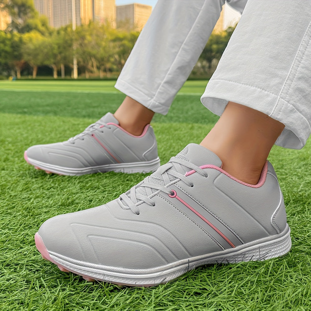[Stylish] Thestron Women'S Golf Shoes - Non-Slip, Lightweight, Comfortable Training Sneakers with Textured Grip, Pink & White Design, Sizes 35-43 for Enhanced Performance on the Course, Sports Sneakers | Modern Golf Shoes | Fabric Lined Interior