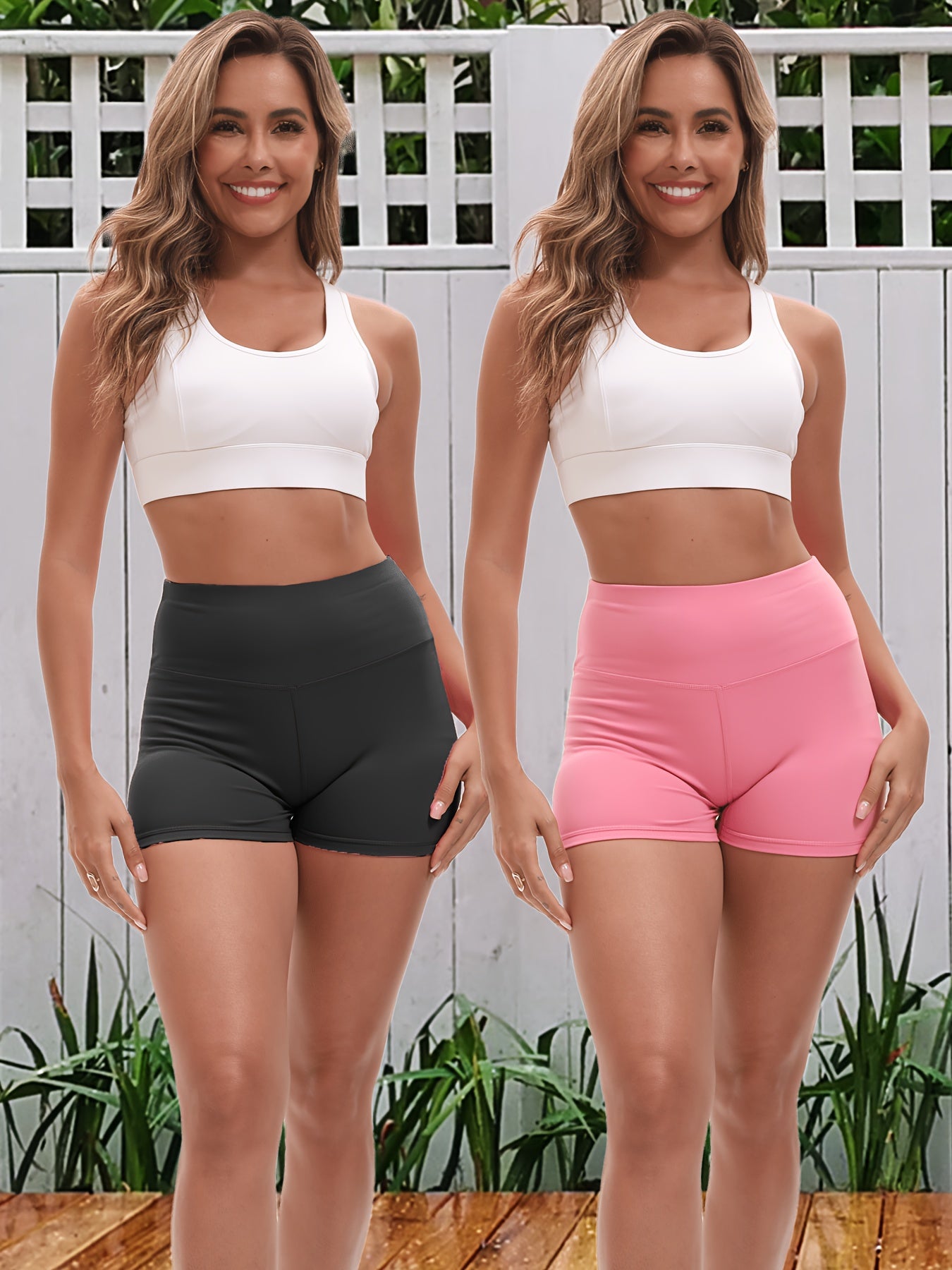2pcs High Stretch Elastic Waist Cargo Shorts - Women's Shaping, Hip Lifting, Quick-Drying Fitness Pants with 2 Pockets, Solid Color Short Pants Set, Track Shorts Set
