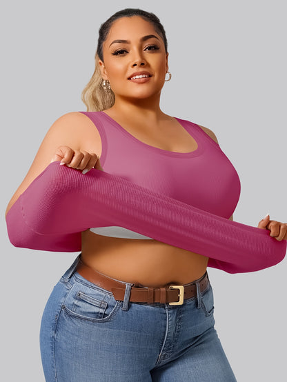 Plus Size - Directional Development Vest Big U Beauty Back 2-In-1 Comes with Coasters Pit Ribbed Base Vest to Wear Outside