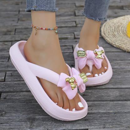 Women's EVA Platform Flip Flops - Casual, Low-Heel, Slip-On Sandals with Decorative Buckles, All-Season Comfort, Casual Footwear | Decorative Sandals | EVA Upper Material, EVA Sandals, Women Shoes