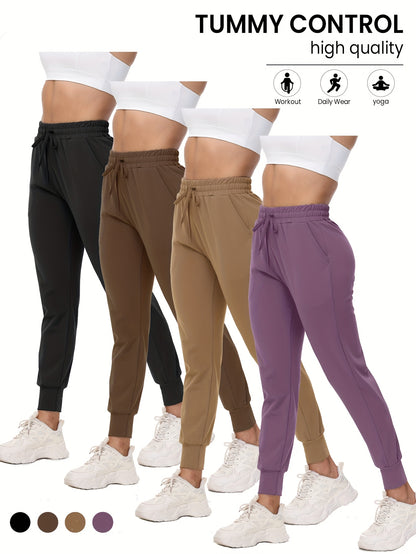 4 Pack Joggers for Women - Sweatpants with Pockets Lightweight Comfy Yoga Pants for Workout Travel Lounge