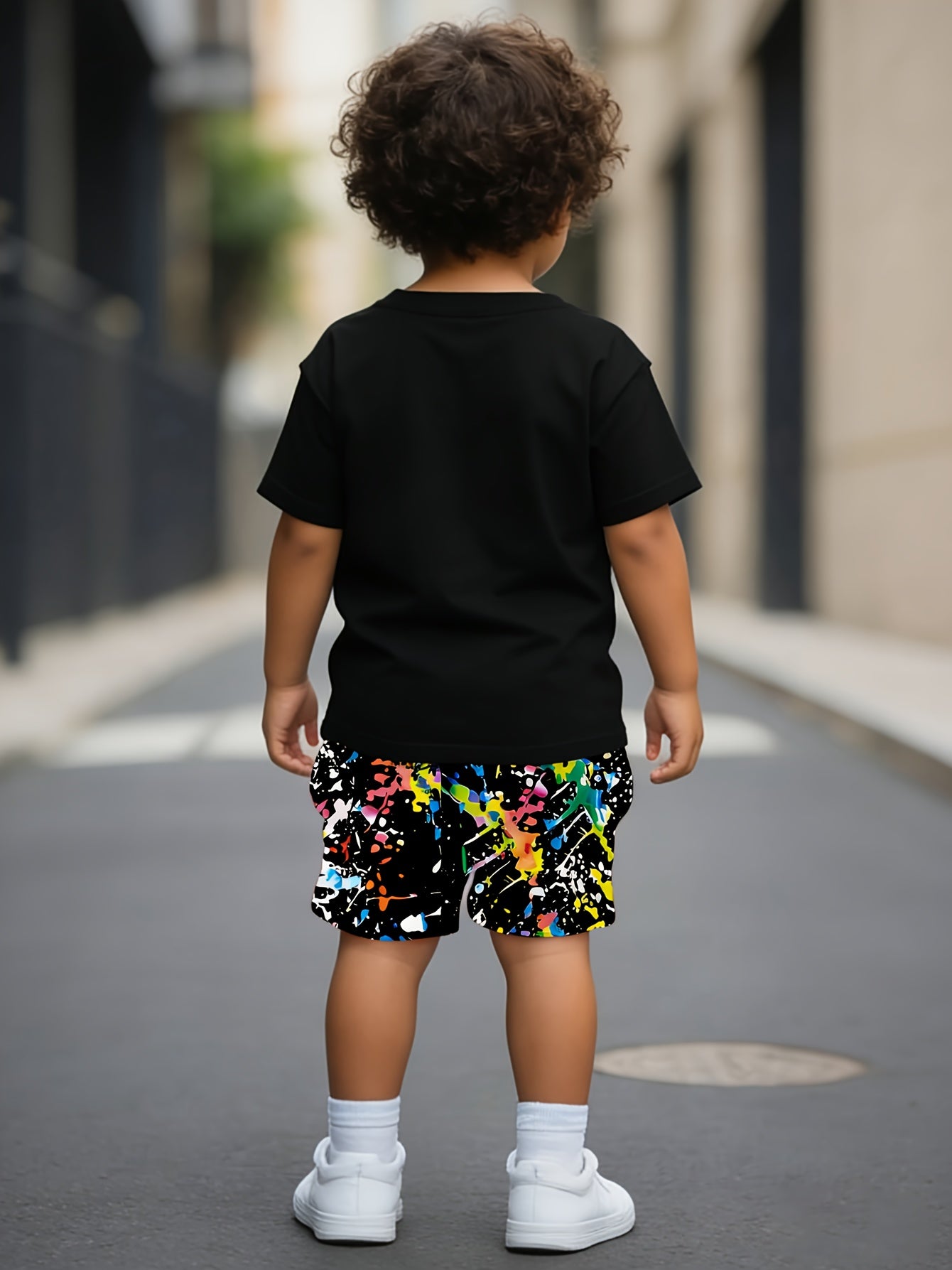 3-10Y Boys & Girls Children's Outfit Set: Trendy Letter T-Shirt + Colorful Breathable Shorts, Perfect for Outdoor