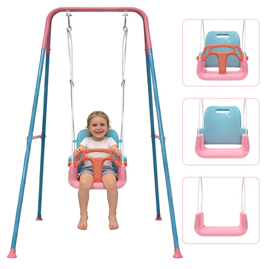 Foldable Baby Swing Set - Indoor and Outdoor Stand – Gray option – main product image