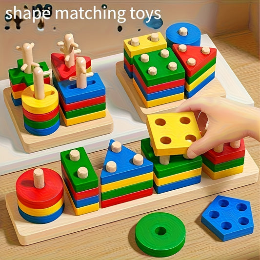 Geometric Building Blocks Toy - Colorful geometric pieces for stacking and shape play – main product image