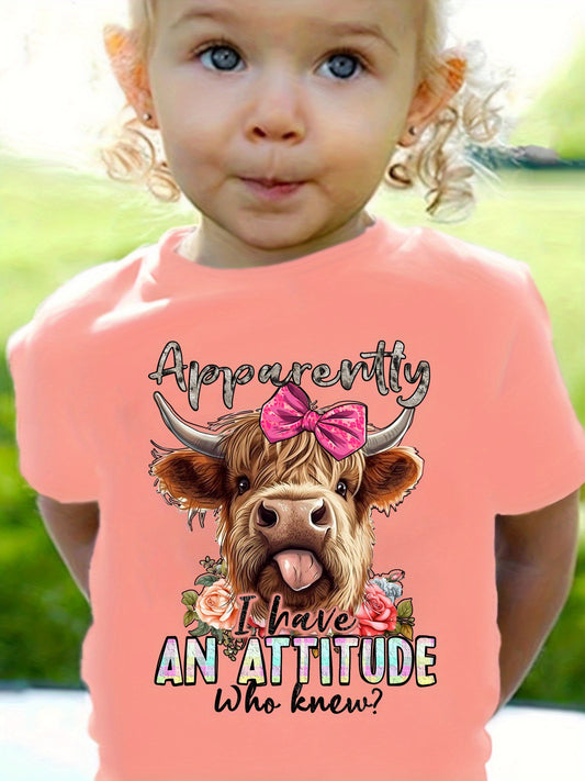Girls' Attitude Quote T-Shirt - Short Sleeve – Pink option – main product image