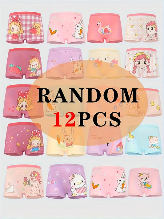 Girls' Boxer Briefs - 12-Pack Assorted Cartoon Print – Girls' Mixed Color(12pcs) – main product image