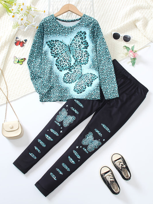 Girls' Butterfly Outfit Set - Long Sleeve Fall – Purple option – main product image