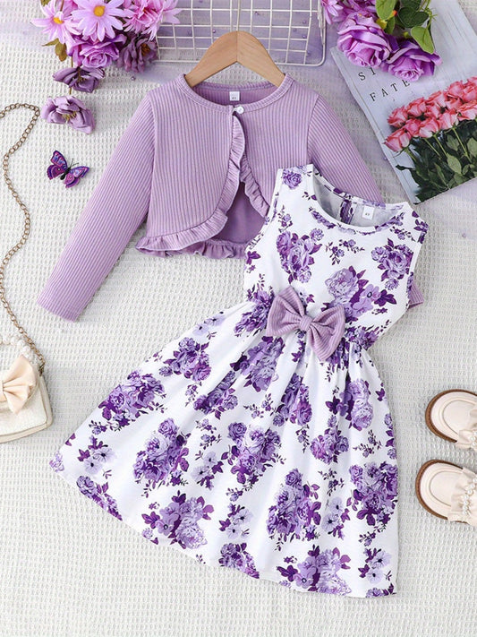 Girls' Cardigan – Baby Girl Floral Outerwear - Sleeveless Fall – main product image