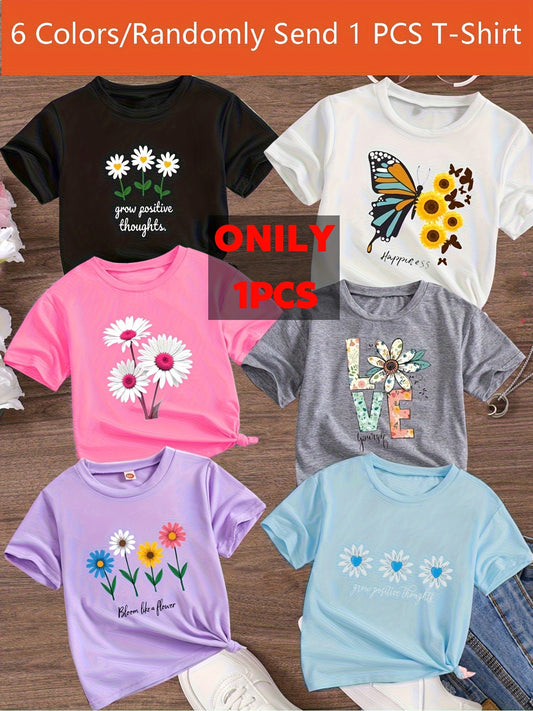 Girls' Cartoon Print T-Shirt - Random Color – main product image
