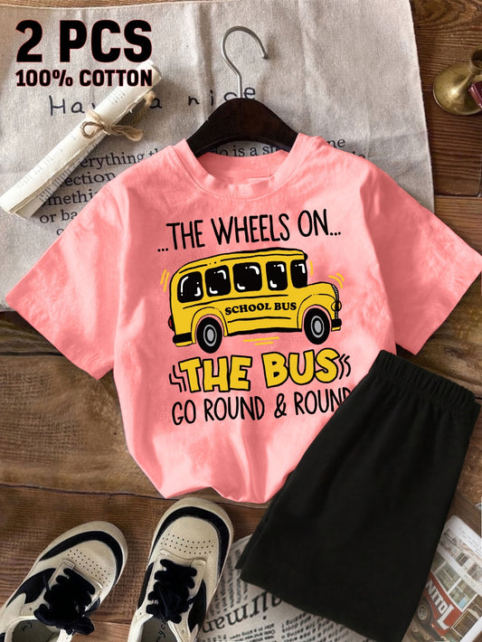 Girls' Casual Outfit Set - Short Sleeve Summer 0165 – Red option – main product image