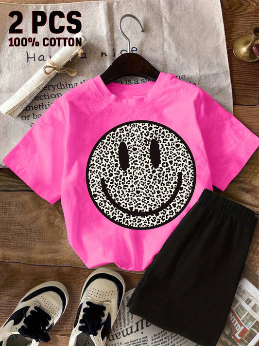 Girls' Casual Outfit Set - Short Sleeve Summer 9813 – Red option – main product image