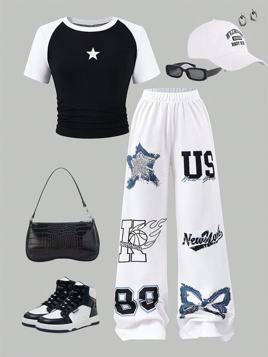 Girls' Casual Outfit Set - Summer – White option – main product image