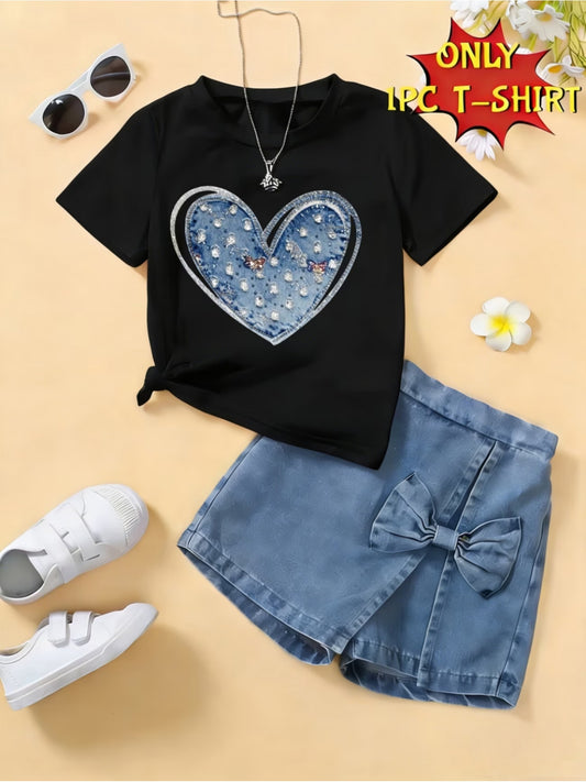 Girls' Casual T-Shirt - Short Sleeve Spring – Black option – main product image