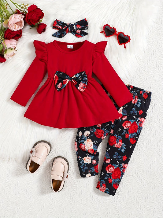 Girls' Floral Outfit Set - Long Sleeve Fall – main product image