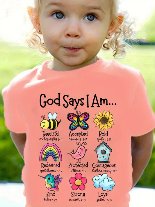 Girls' God Says I Am T-Shirt - Butterfly Graphic – main product image