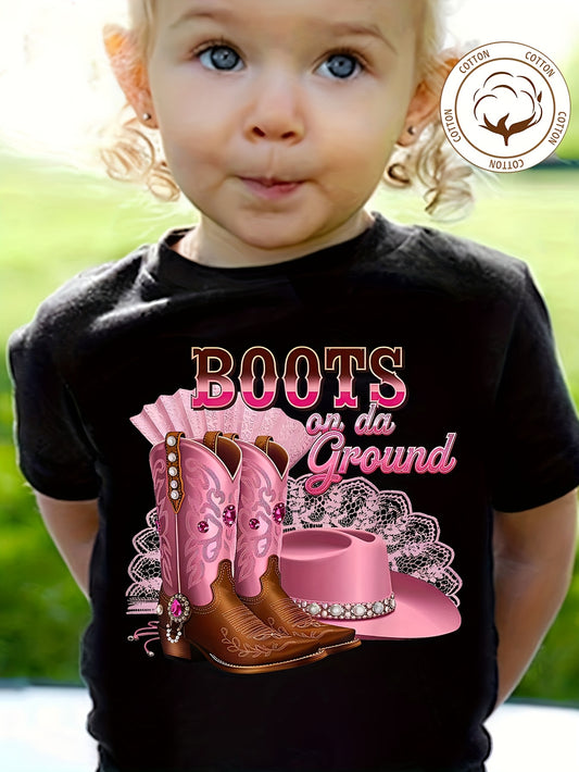 Girls Graphic T-Shirt - Graphic Short Sleeve – Sizes 1-2Y–7-8Y – Black option – main product image