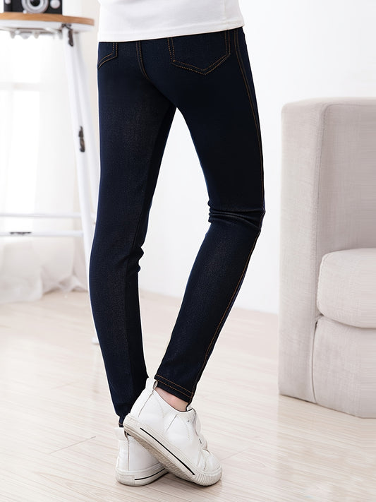 Girls' Leggings – Kids' Denim Pants - Fall – Navy option – main product image