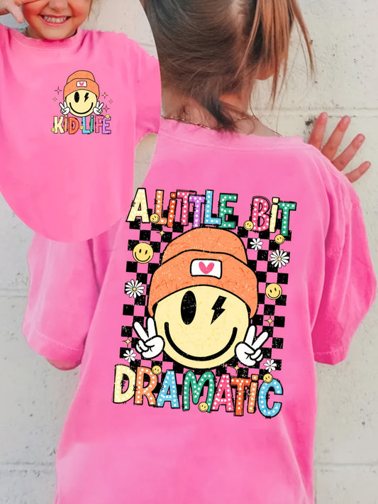 Girls' Little Bit Dramatic T-Shirt - Funny Quote – Red option – main product image
