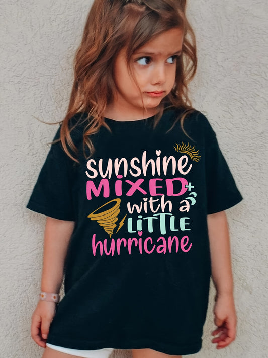 Girls' Little Hurricane T-Shirt - Graphic Quote – Black option – main product image