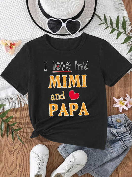 Girls' Mom & Dad Love T-Shirt - Family Graphic – Black option – main product image
