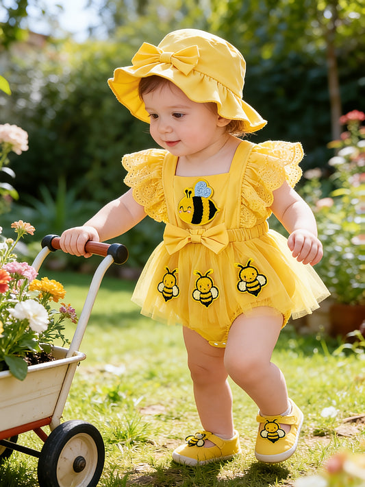 Girls' Outfit Set – Baby Yellow Chiffon Sleeveless Jumpsuit – Yellow option – main product image