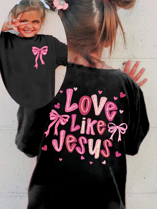 Girls's Graphic Print T-Shirt - Short Sleeve – Black Graphic Design 49797 – Black option – main product image