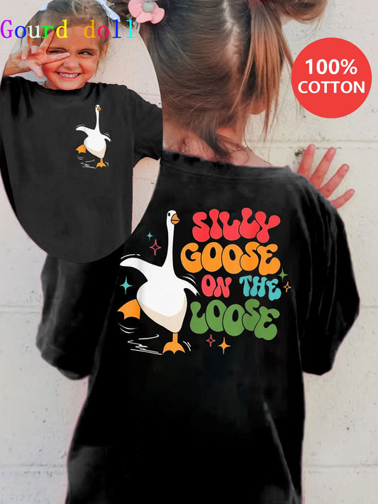 Girls's Graphic Print T-Shirt - Short Sleeve – Black Graphic Design 59909 – Black option – main product image