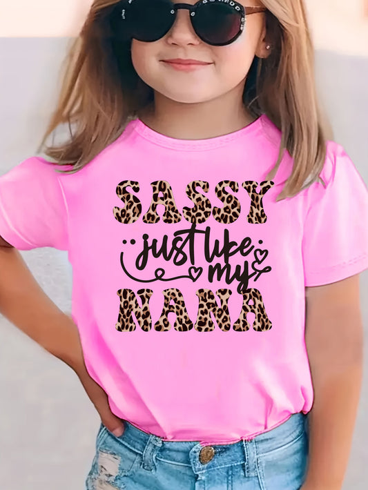 Girls's Graphic Print T-Shirt - Short Sleeve – Girls' Rose Cotton – Red option – main product image