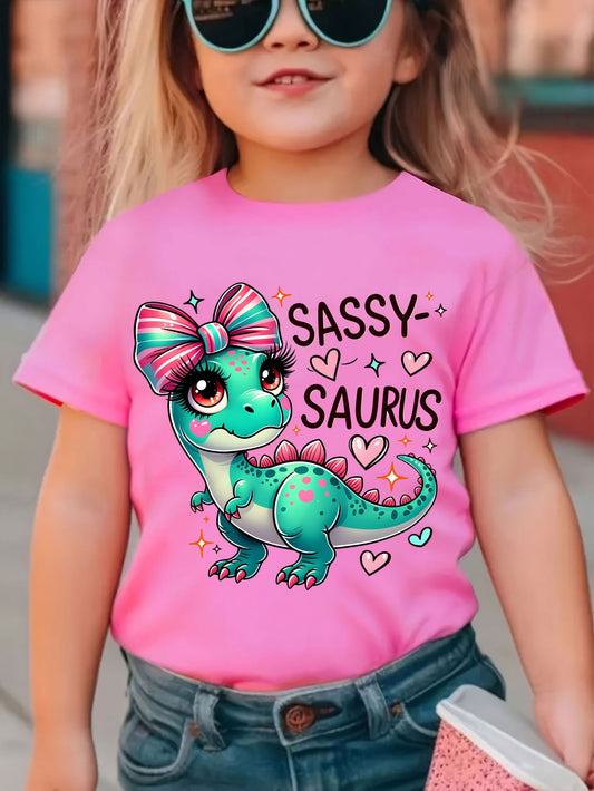 Girls's Graphic Print T-Shirt - Short Sleeve – Girls' Rose Polyester – Red option – main product image