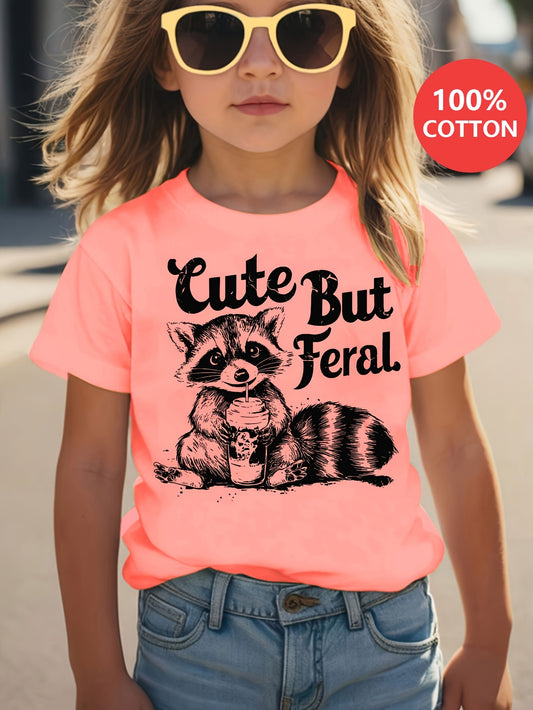 Girls's Graphic Print T-Shirt - Short Sleeve – Pink – main product image