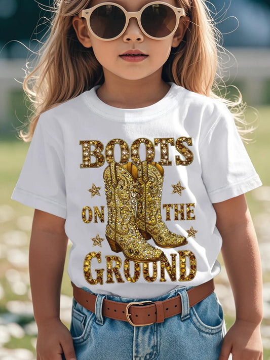 Girls's Graphic Print T-Shirt - Short Sleeve – White – White option – main product image